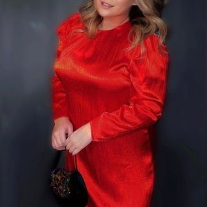 Vibrant Red Long Sleeve Dress